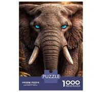 Jigsaw Puzzles for Adults 1000 Pieces Elephant with Striking Blue Eyes Portrait Adult Jigsaw Hands-on Game Pattern Assembly Challenging To Complete 38x26cm/1000pcs