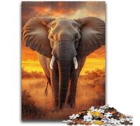 Jigsaw Puzzles for Adults 1000 Pieces Elephants at Sunset Puzzles,Challenging Game Toys Wall Decoration Unique Birthday And Xmas Gifts (38x26cm)