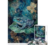 Jigsaw Puzzles for Adults 1000 Pieces Enchanted Blue Frog on A Leaf - Mystical Nature Art Jigsaw 1000 Pieces Practical Game Gifts For Birthdays For Family Fun (50x75cm)
