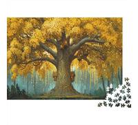 Jigsaw Puzzles for Adults 1000 Pieces Enchanted Oak Tree Jigsaw Puzzle Tree Wood Puzzle Family Decoration Multi Colour Fantasy & Mythology Therapeutic Fun 1000pcs (75x50cm)