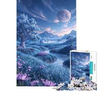 Jigsaw Puzzles for Adults 1000 Pieces Enchanted River Valley Under A Luminous Moon Teenager Puzzles Family Game Precision Cutting Challenging To Complete (Size 38x52cm)