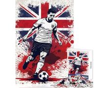 Jigsaw Puzzles for Adults 1000 Pieces English Football Player with Union Jack Relaxing Games Difficult Challenge Educational Toy Unique Birthday And Gifts (26X38cm)