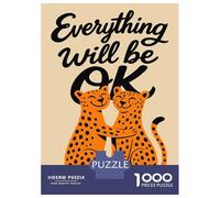 Jigsaw Puzzles for Adults 1000 Pieces Everything Will Be OK - Cheetahs Jigsaw for Adults Family Game Staycation Kill Time Great Gift for Gaming 38x26cm/1000pcs