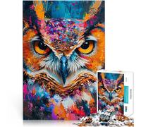 Jigsaw Puzzles for Adults 1000 Pieces Expressive Owl pädagogische Herausforderung Wunschliste mit dem Weihnachtsmann75x50cm