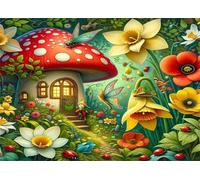 Jigsaw Puzzles for Adults 1000 Pieces,Fairytale Mushroom House Scenery jigsaw puzzle 75x50 cm Challenging DIY Puzzle for Home Decoration,Family puzzles Perfect for Game