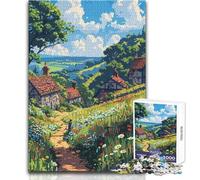 Jigsaw Puzzles for Adults 1000 Pieces Fairytale Town Pixel Art Brainteaser Family Games Learning Educational Educational Toy Size 38x52cm