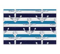 Jigsaw Puzzles for Adults 1000 Pieces Family White Elephant Gifts Fun Prime Puzzle Animal Painting Nautical Navy Anchors Blue Stripe, 29.5x19.7 Inch