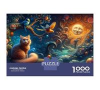 Jigsaw Puzzles for Adults 1000 Pieces Fantasy Artwork with Cat And Birds Jigsaw Puzzle Relaxing Games Precision Cutting Unique Birthday And Xmas Gifts 52x38cm/1000pcs