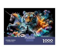 Jigsaw Puzzles for Adults 1000 Pieces Fantasy Artwork with Unicorns And Tigers Jigsaw Puzzle Relaxing Games Precision Cutting Unique Birthday And Xmas Gifts 52x38cm/1000pcs