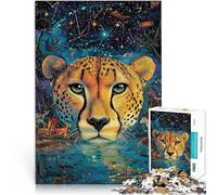 Jigsaw Puzzles for Adults 1000 Pieces Fantasy Cheetah Made of cardboard for age 14+ Play toys because it is ideal as a gift for the whole family。size：26x38cm/10.24x14.96inch