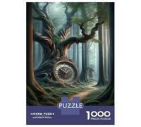Jigsaw Puzzles for Adults 1000 Pieces Fantasy Forest Clock Wall Art Print Adult Jigsaw Puzzle Relax Games Difficult Hard Great Gift for Gaming 52x38cm/1000pcs