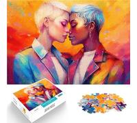 Jigsaw Puzzles for Adults 1000 Pieces Female Couple Portrait in Vibrant Colors Hands-on-Spiel Lustiges Geschenk75x50cm