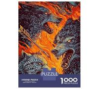 Jigsaw Puzzles for Adults 1000 Pieces Fierce Wolves Fiery Jigsaw Puzzle Relaxing Games Precision Cutting Unique Birthday And Xmas Gifts 38x26cm/1000pcs