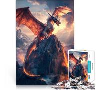 Jigsaw Puzzles for Adults 1000 Pieces Fiery Dragon on Volcano Family Game for and Wall Decoration Unique Birthday and Xmas Gifts 26x38cm