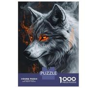 Jigsaw Puzzles for Adults 1000 Pieces Fiery Wolf's Gaze -4 Puzzles for Adults Relaxing Games Birthday Present Challenging To Complete 52x38cm/1000pcs