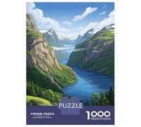 Jigsaw Puzzles for Adults 1000 Pieces Fjords National Park Landscape Norway Puzzle for Adults Brain Teaser Game Birthday Present Educational Challenge 38x26cm/1000pcs