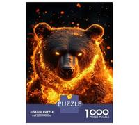Jigsaw Puzzles for Adults 1000 Pieces Flaming Bear Majesty Puzzles for Adults Relaxing Games Birthday Present Challenging To Complete 38x26cm/1000pcs