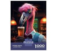 Jigsaw Puzzles for Adults 1000 Pieces Flamingo at The Bar Puzzle for Adults Brain Teaser Game Birthday Present Educational Challenge 70x50cm/1000pcs