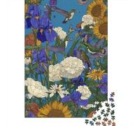 Jigsaw Puzzles for Adults 1000 Pieces Floral Garden Hummingbirds Jigsaw Puzzle Relaxing Games Difficult Hard Challenging To Complete 70x50cm/1000pcs