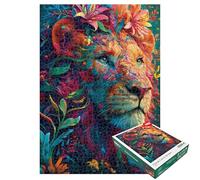 Jigsaw Puzzles for Adults 1000 Pieces, Floral Lion's Dream with Vibrant Psychedelic Floral Details, Artistic Nature Jigsaw Puzzle for Animal Lovers, Home Wall Decor for Puzzle Enthusiasts