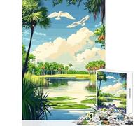 Jigsaw Puzzles for Adults 1000 Pieces Florida River Landscape Home Decoration Toys Birthday Gifts Relaxing Games Artists' Collection, Fine Arts Size 38x52cm