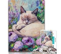 Jigsaw Puzzles for Adults 1000 Pieces Flower Cat,Challenging Game And Family Play Educational Game for Birthday,Chrismas 38x26cm