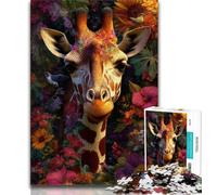 Jigsaw Puzzles for Adults 1000 Pieces Flower Giraffe 1000 Piece Jigsaw,Fun Activity for Home, Rainy Days Toys, Birthday Gifts (size 75x50cm)