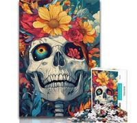 Jigsaw Puzzles for Adults 1000 Pieces Flower Skull Puzzles,Challenging Family Activity Games DIY Toy for Home Wall Decor Gifts (size 75x50cm)