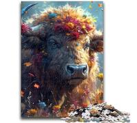 Jigsaw Puzzles for Adults 1000 Pieces Flowers And Bison Adult Jigsaw,Decompressing Intellectual Educational Toy Birthday Gift (26x38cm)