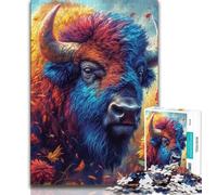Jigsaw Puzzles for Adults 1000 Pieces Flowers And Bison Puzzles for Adults,Challenging Family Activity Games DIY Toy for Home Wall Decor Gifts (size 75x50cm)