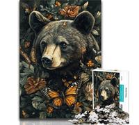 Jigsaw Puzzles for Adults 1000 Pieces Flowers Butterfly Brown Bear 1000 Pieces for Adults,Quiz Game for Is Ideal As A Gift for The Whole Family 75x50cm