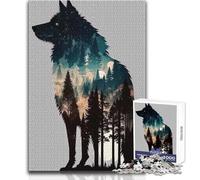 Jigsaw Puzzles for Adults 1000 Pieces Forest Wolf Silhouette Impossible Game Precision Cutting Secret Santa Gifts Size 38x52cm
