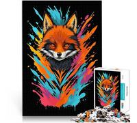 Jigsaw Puzzles for Adults 1000 Pieces Fox Head Graffiti Style Denkspiel Wanddekoration Einzigartige Geburtstags- und Weihnachtsgeschenke38x26cm