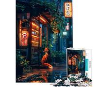 Jigsaw Puzzles for Adults 1000 Pieces Fox Neon Rain Shelter Adult Puzzles Relax Games Difficult Hard Gifts for Friends And Family (Size 38x26cm)