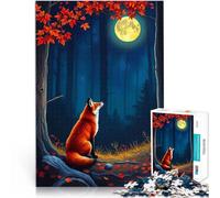 Jigsaw Puzzles for Adults 1000 Pieces Fox Under the Full Moon Lernspielzeug Einzigartige Geburtstags- und Geschenkideen75x50cm