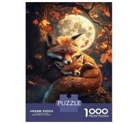Jigsaw Puzzles for Adults 1000 Pieces Foxes in Moonlight -1 Adult Jigsaw Puzzle Brain Teaser Game Precision Cutting Educational Challenge 38x26cm/1000pcs