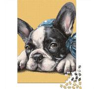 Jigsaw Puzzles for Adults 1000 Pieces French Bulldog Puppy Puzzle for Adults Brain Teaser Game Birthday Present Educational Challenge 38x26cm/1000pcs