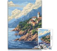 Jigsaw Puzzles for Adults 1000 Pieces French Riviera Pixel Art Impossible Game Precision Cutting Secret Santa Gifts Size 50x75cm