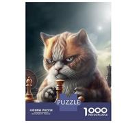 Jigsaw Puzzles for Adults 1000 Pieces Funny Cat Playing Chess Teenager Puzzles Family Games Analysis And Logic Christmas Birthday Gifts 70x50cm/1000pcs