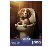 Jigsaw Puzzles for Adults 1000 Pieces Funny Puppy in Toilet Jigsaw Puzzle Relaxing Games Precision Cutting Unique Birthday And Xmas Gifts 52x38cm/1000pcs