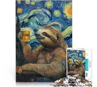 Jigsaw Puzzles for Adults 1000 Pieces Funny Sloth Drinking Beer Stress Relief Toys is ideal as a gift for the whole family 50x70cm