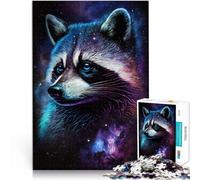 Jigsaw Puzzles for Adults 1000 Pieces Galaxy Animal Raccoon Learning Educational Toy 26x38cm with Matching Poster and Trivia Sheet