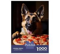 Jigsaw Puzzles for Adults 1000 Pieces German Shepherd Pizza Dog Jigsaw for Adults Family Game Staycation Kill Time Great Gift for Gaming 52x38cm/1000pcs