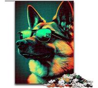 Jigsaw Puzzles for Adults 1000 Pieces German Shepherd Retro, Family Game Stress Reliever Difficult Challenge A Work of Art for Ages 14+ (Size 26x38cm)