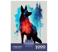 Jigsaw Puzzles for Adults 1000 Pieces German Shepherd Watercolor Puzzles for Adults Relaxing Games Presents for Women Challenging Game Gifts 70x50cm/1000pcs