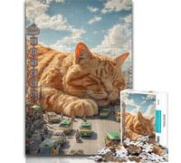 Jigsaw Puzzles for Adults 1000 Pieces Giant Orange Cat,Decompressing Intellectual Educational Toy Birthday Present,Gifts (38x26cm)
