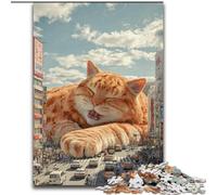 Jigsaw Puzzles for Adults 1000 Pieces Giant Orange Cat, Family Game Stress Reliever Difficult Challenge A Work of Art for Ages 14+ (Size 50x75cm)