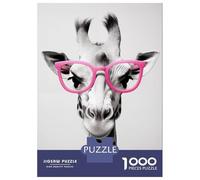 Jigsaw Puzzles for Adults 1000 Pieces Giraffe Pink Glasses Jigsaw Puzzle Relaxing Games Precision Cutting Unique Birthday And Xmas Gifts 52x38cm/1000pcs