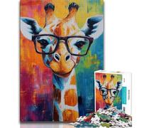 Jigsaw Puzzles for Adults 1000 Pieces Giraffe Wearing Glasses Puzzles,Vibrant And Unique Design Relaxing & Challenging Puzzle Experience (size 38x26cm)