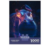 Jigsaw Puzzles for Adults 1000 Pieces Glowing Hippo in Water Adult Jigsaw Hands-on Game Pattern Assembly Challenging To Complete 38x26cm/1000pcs